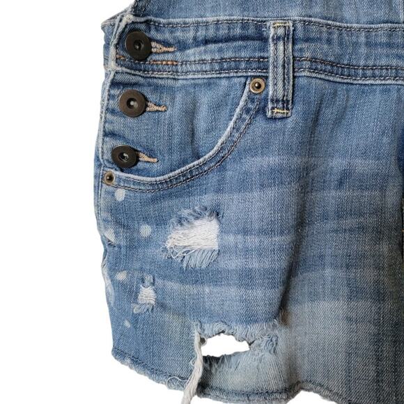 Bethany Mota Denim Jean Overall Shorts With Polka Dot Accent XS - Picture 3 of 5
